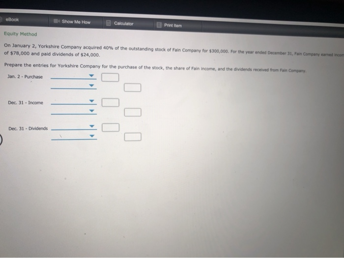  eBook 3 Show Me How Calculator Print item Equity Method On