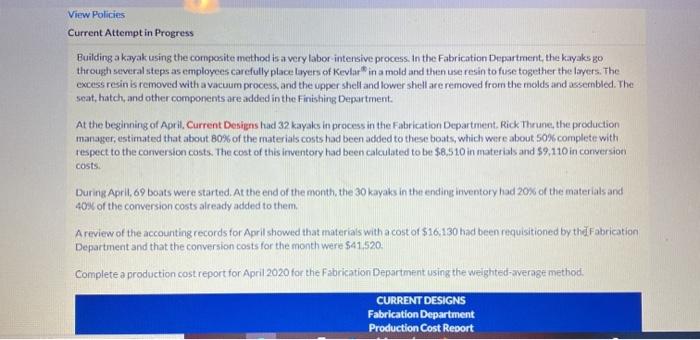  View Policies Current Attempt in Progress Building a kayak using the