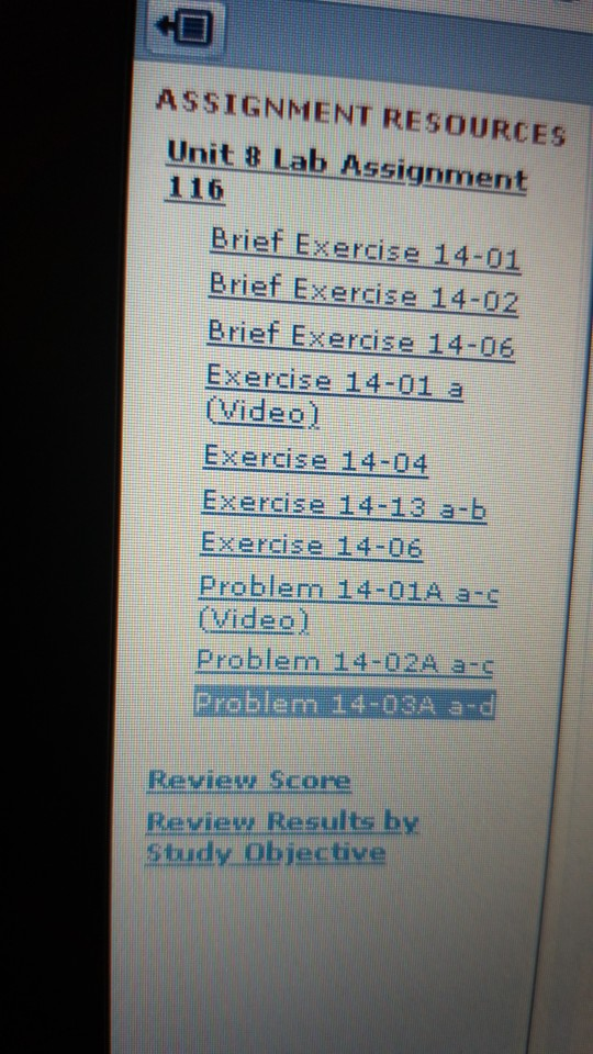  ASSIGNMENT RESOURCES Unit 8 Lab Assignment 116 Brief Exercise 14-01 Brief