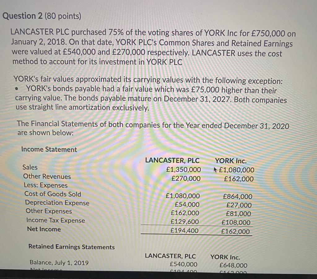 PLEASE ANSWER ALL THE PARTS ASAPPP !! Question 2 (80 points)