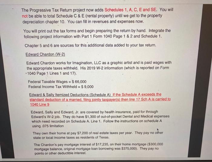 The Progressive Tax Return project will start with the 2019 Form 1040
