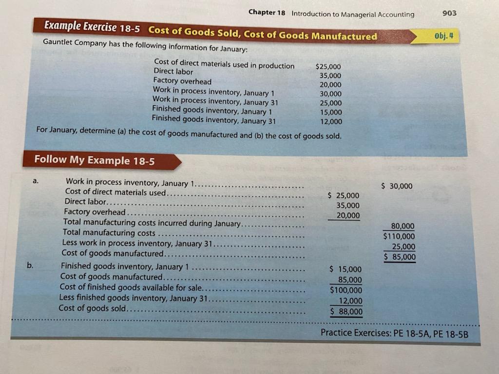  903 Obj. 4 Chapter 18 Introduction to Managerial Accounting Example Exercise