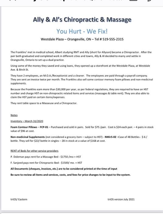 project ques D Ally & Al's Chiropractic & Massage You Hurt -