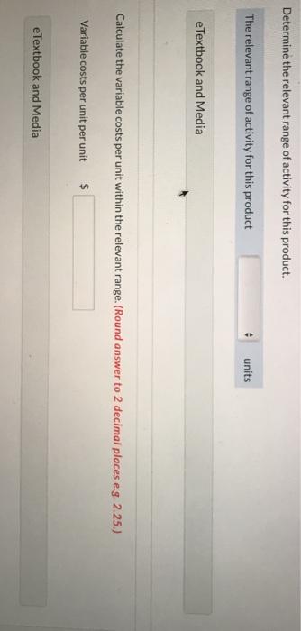 product. It projects the cost of direct materials and rent for a