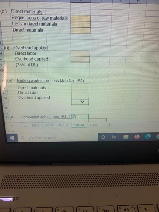 Purchases Dec 31 Ending balance Raw Materials Inventory 9310 Dec. 31 Requisitions