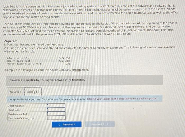 a consulting firm that uses a job-order costing system Its direct materials