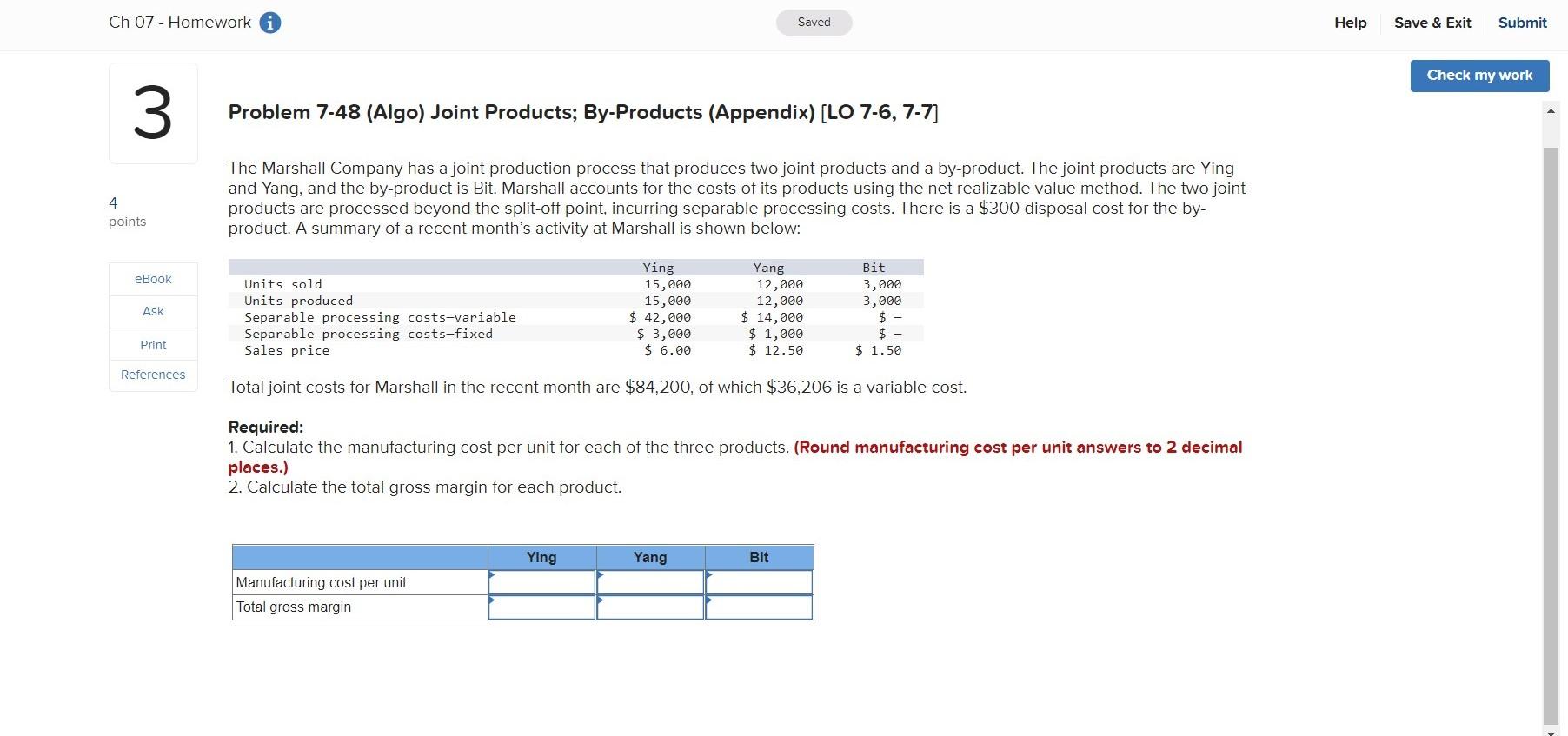  Ch 07 - Homework i Saved Help Save & Exit Submit