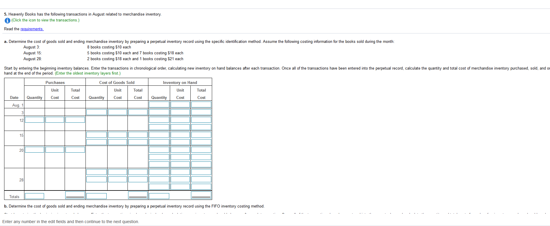 each Sold 8 books @ $22 each Purchased 10 books @ $18