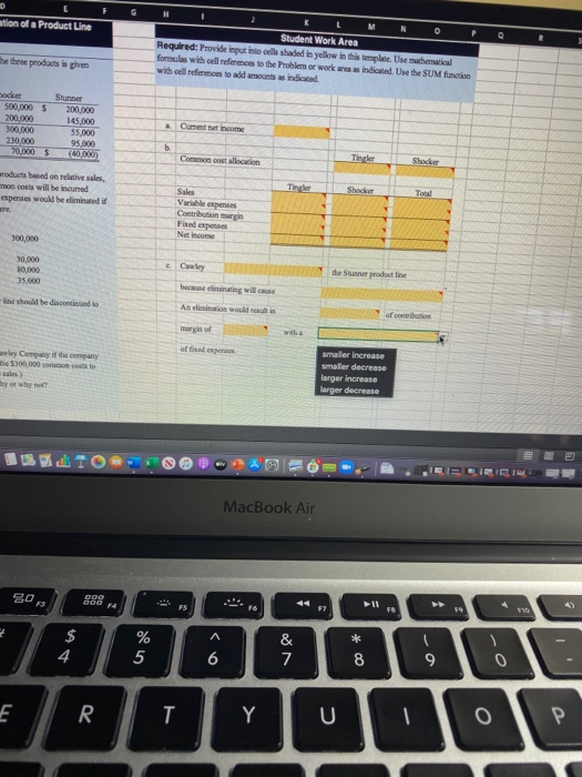 97.16 Using Excel For Incremental Analysis for Elimination of a Product Line