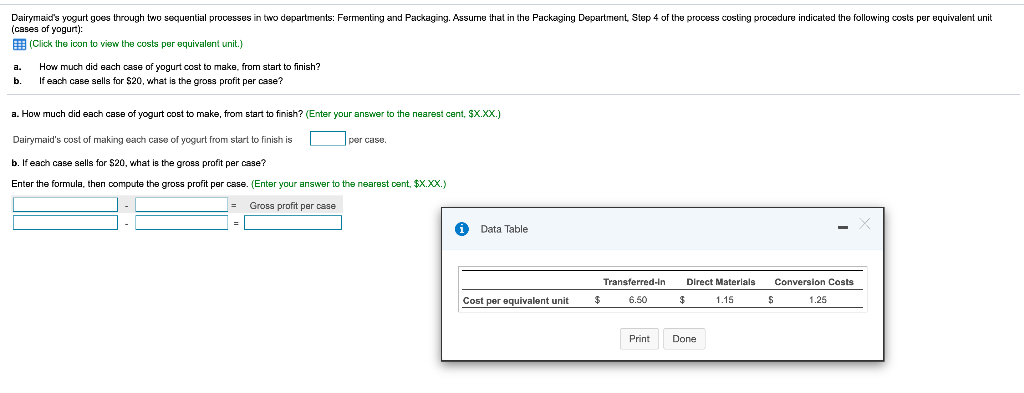 Dairymaid's yogurt goes through two sequential processes in two departments: Fermenting
