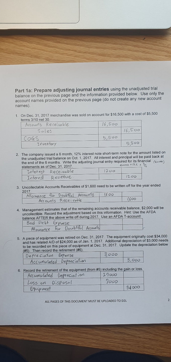 Please Solve Number 4 Part 1a: Prepare adjusting journal entries using the