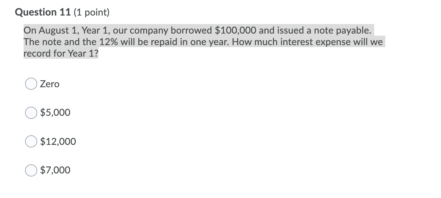 Question 11 (1 point) On August 1, Year 1, our company