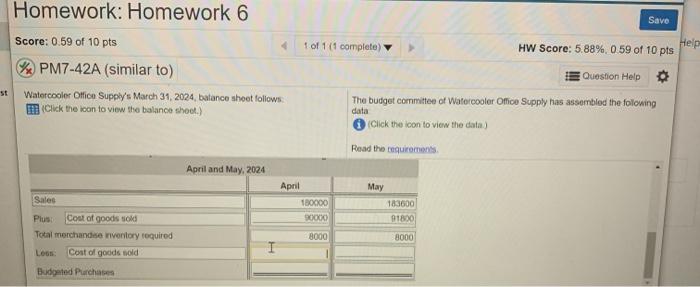  Homework: Homework 6 Save Score: 0.59 of 10 pts 1 of