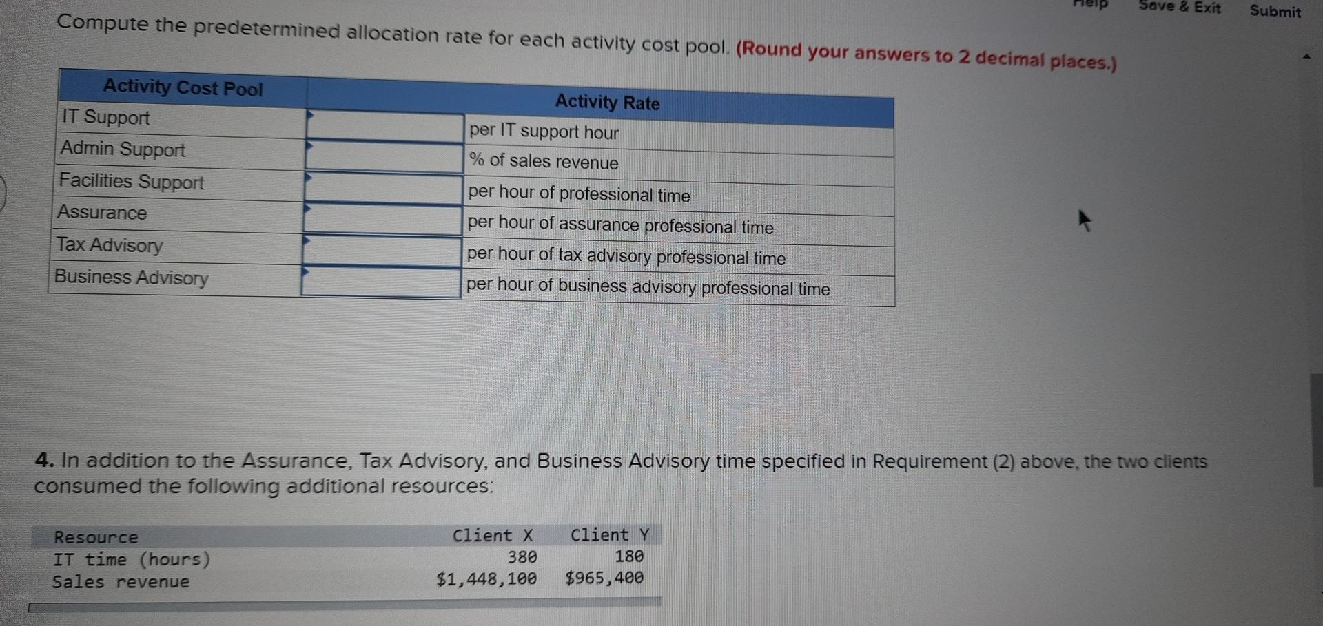 Departments IT Support $ 272,500 Admin Support 700,000 Facilities Support 194,850 Revenue-Generating