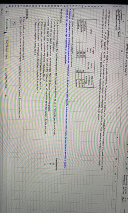 current liabilities and Payroll Con Format Formatting as Table G O