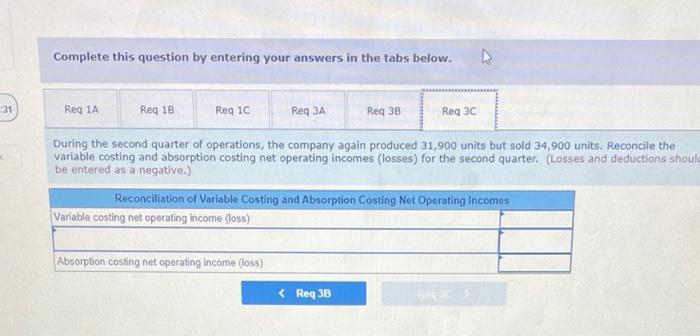 Quarter Ended March 31 Sales (28,900 units) 5 1,156,000 Variable expenses Variable