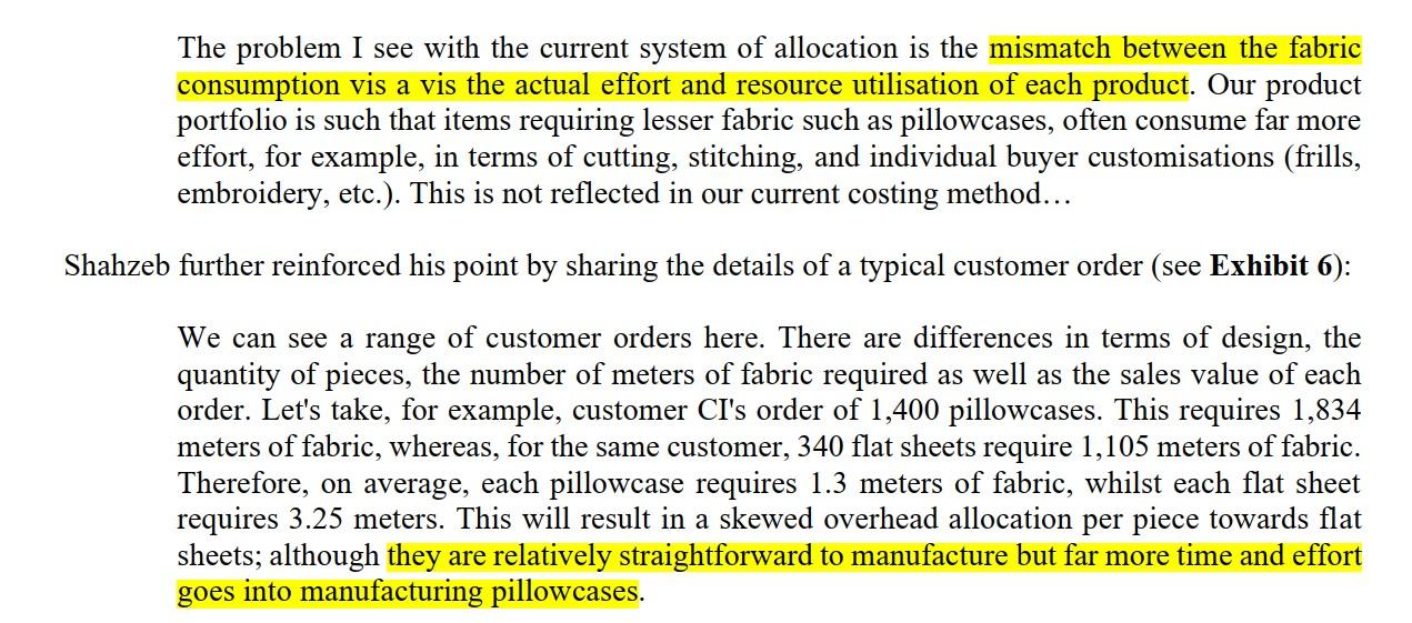 and customer. Refer to product costing, specifically using ABC. You may start
