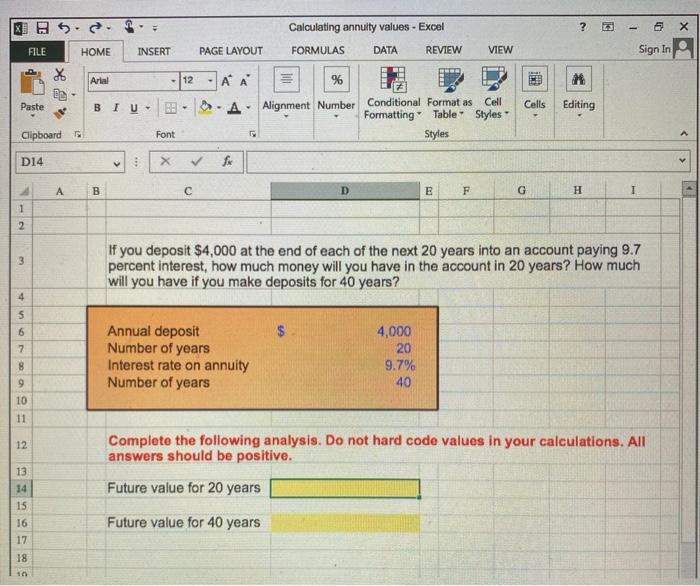  . Calculating annuity values - Excel ? DI 6 X FILE