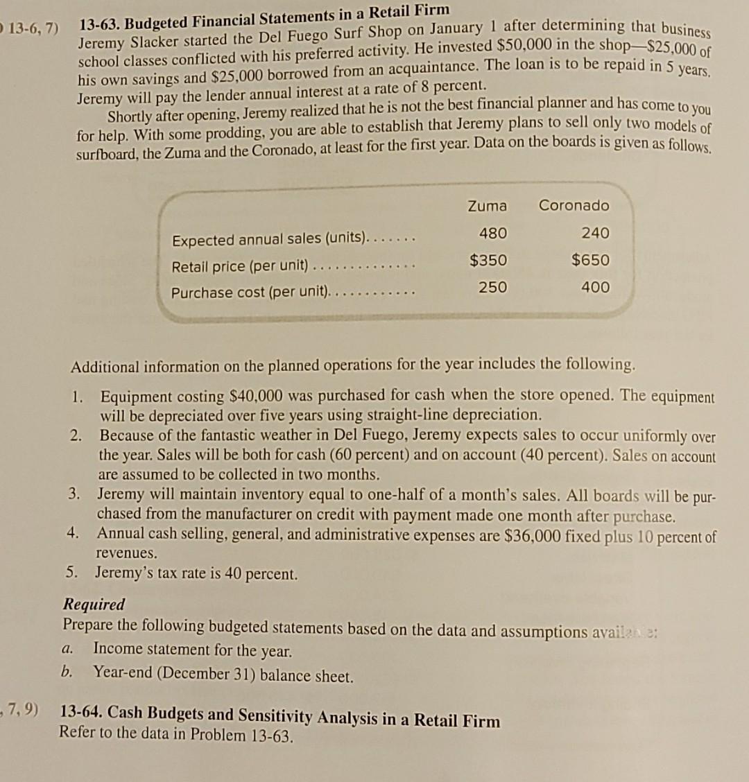  Please answer the required a and b for question 13-63 and