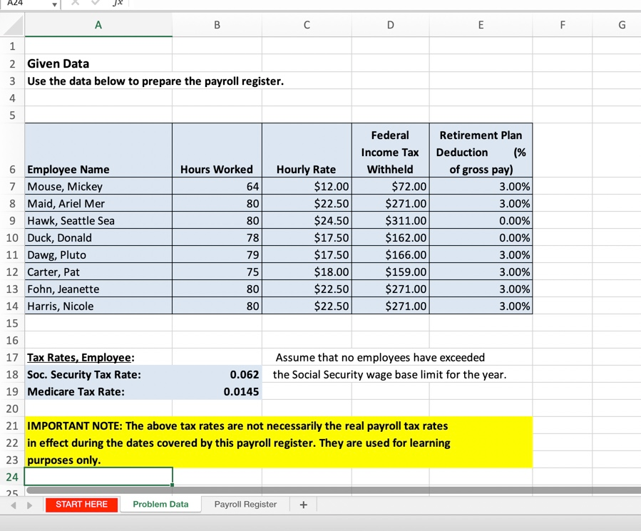 A24 . B C D E F 2 Given Data 3