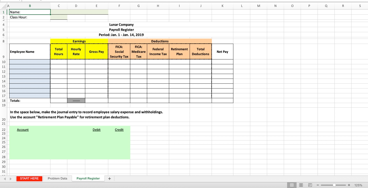 Use the data below to prepare the payroll register. Hours Worked 80