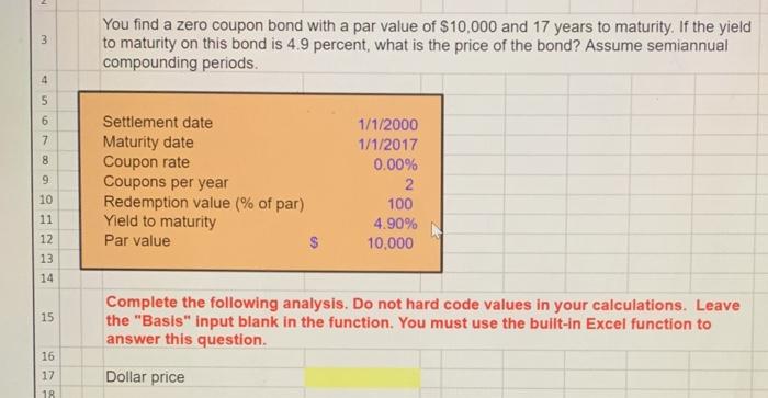  2 3 You find a zero coupon bond with a par
