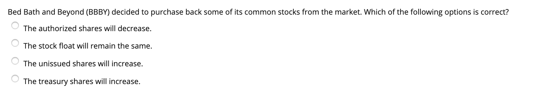  Bed Bath and Beyond (BBBY) decided to purchase back some of