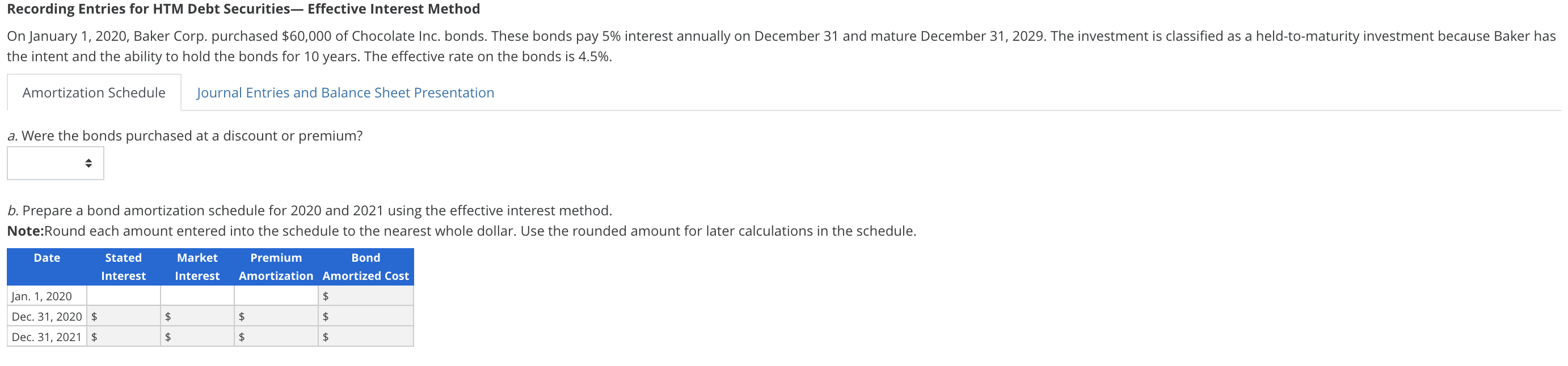 Recording Entries for HTM Debt Securities Effective Interest Method On January 1,