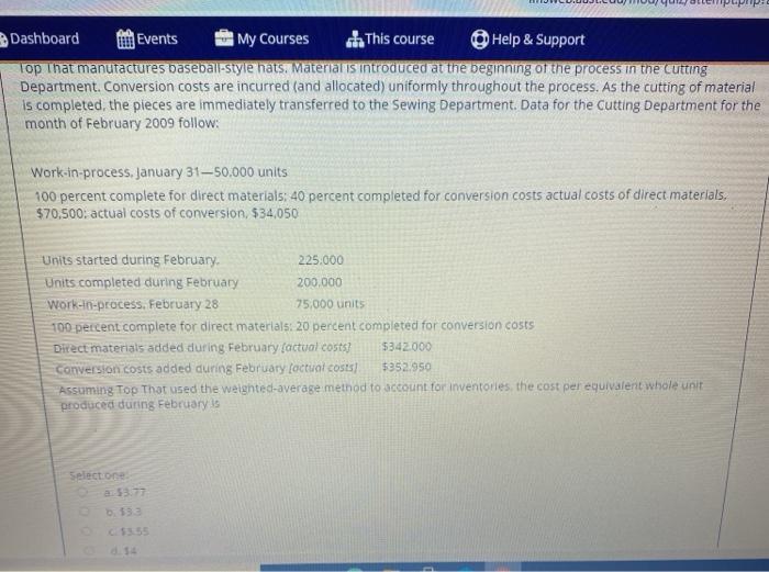  Dashboard Events My Courses This course Help & Support Top That