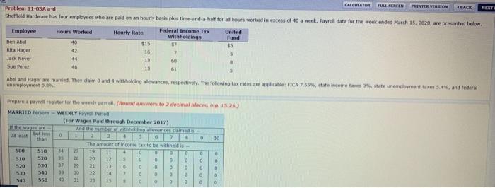  CALCULATOR FULL SCREEN PRINTER VERSION Problem 11-03A-d ROTI Sheffield Hardware has