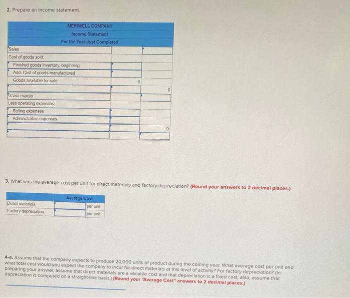 goods inventory, beginning Finished goods inventory, ending Depreciation, factory Ministrative expenses Utilities,