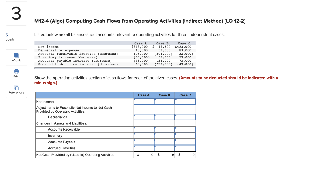 3 M12-4 (Algo) Computing Cash Flows from Operating Activities (Indirect Method)