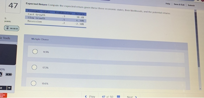  47 Expected Return Compute the expected return given these three economic