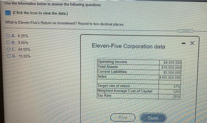  Use the information below to answer the following questions: E (Click