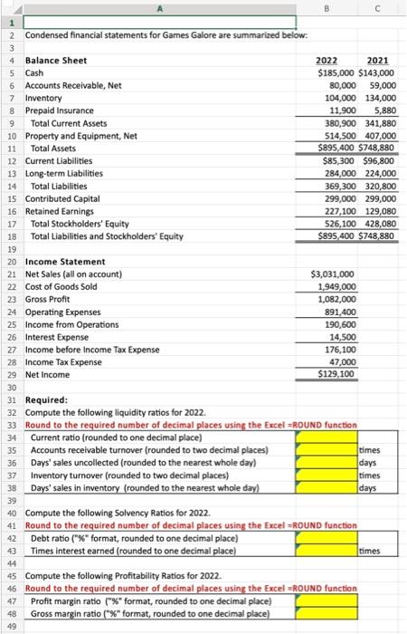 to have the correct answer displayed. Thank you! Calculating Liquidity, Solvency, and