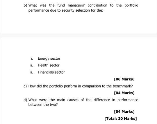 LUSE portfolio (P) and the benchmark (B): Weight (P) Weight (B) 50%