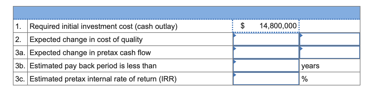 Looking for help on #2, #3a, #3b, #3c. $ 14,800,000 1. Required