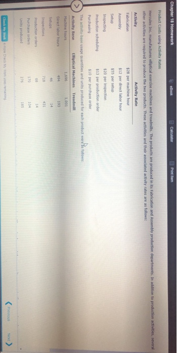  Please help thank you!! Chapter 18 Homework eBook Calculator Print Item