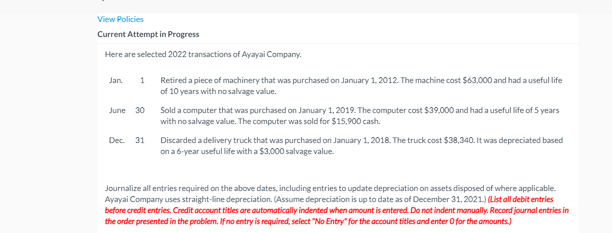  View Policies Current Attempt in Progress Here are selected 2022 transactions