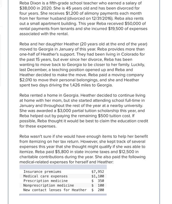 LO 8-5) (The following information applies to the questions displayed below.) Reba