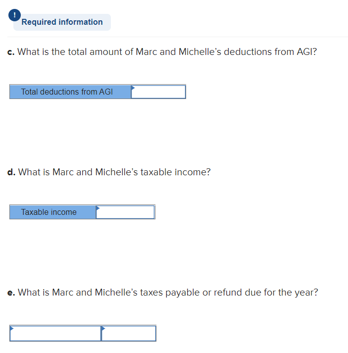 applies to the questions displayed below.) Marc and Michelle are married and