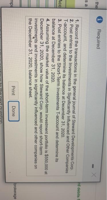 of entries which needed to done The balance sheet of Steward Developments