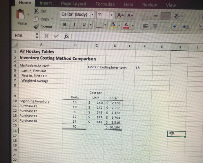 on an inventory listing for Gameroom Suppliers. You will determine the inventory