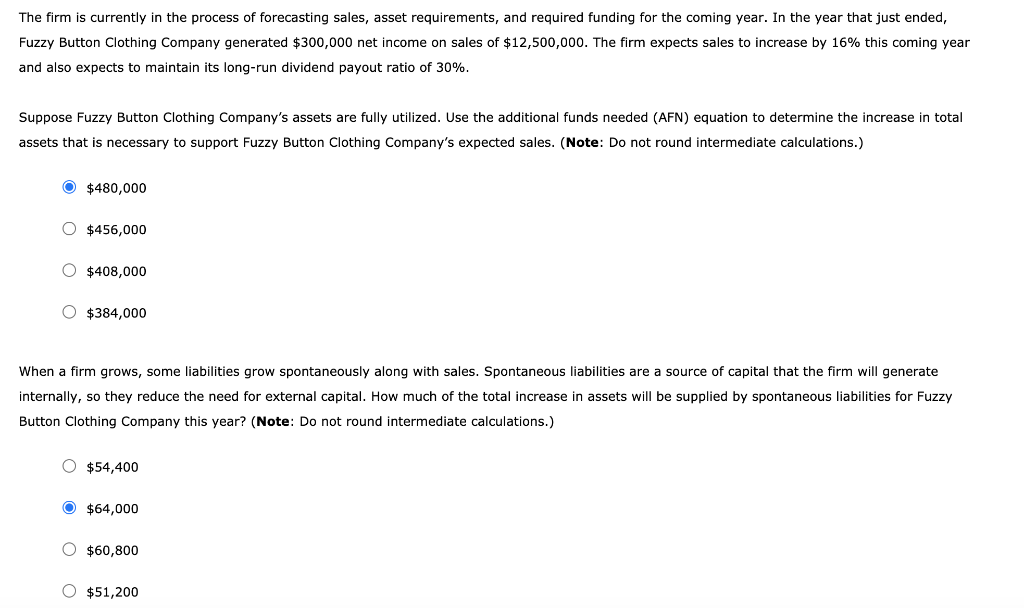 has the following end-of-year balance sheet: Fuzzy Button Clothing Company Balance Sheet