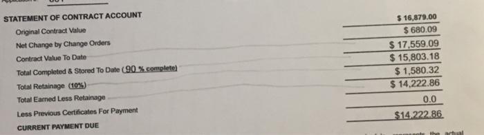 Please help me to calculate the final payment due. Work has been