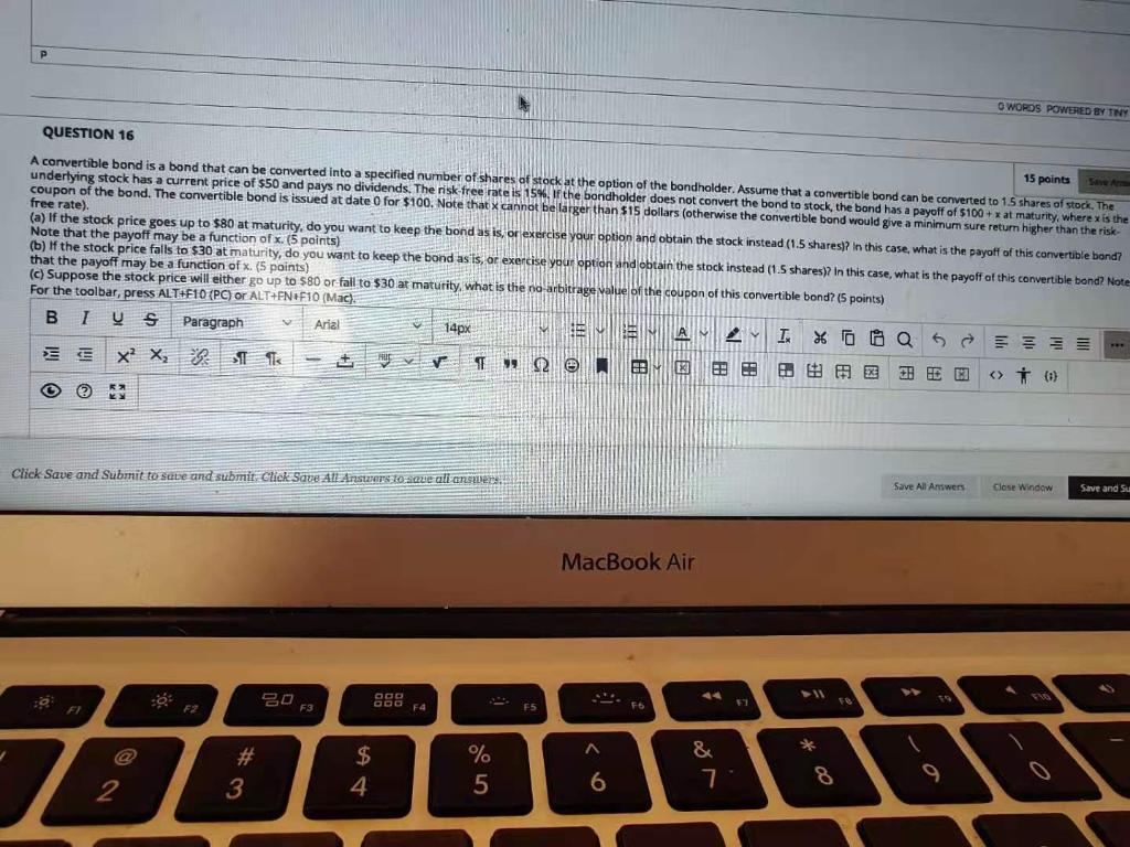  P O WORDS POWERED BY TINY QUESTION 16 15 points A