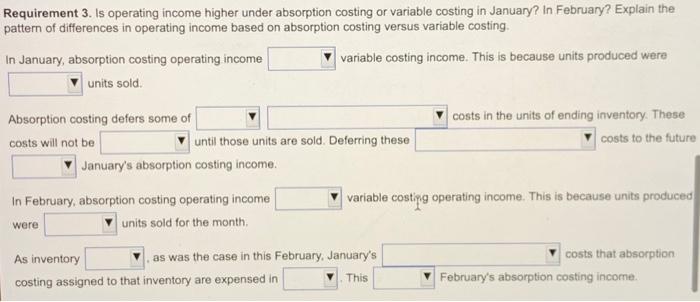 $800 $400 rem Jason's Meals produces frozen meals, which it sells for