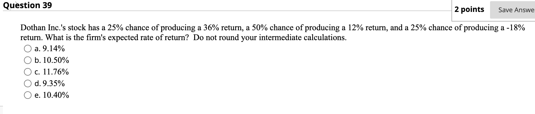 return for Climax Inc., assuming that (1) investors expect a 4.0% rate