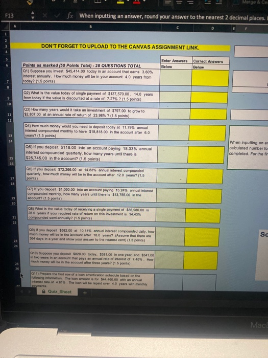  = = = Merge & Cell F13 fx When inputting an