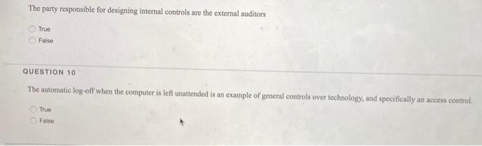  The party responsible for designing internal controls are the external auditors